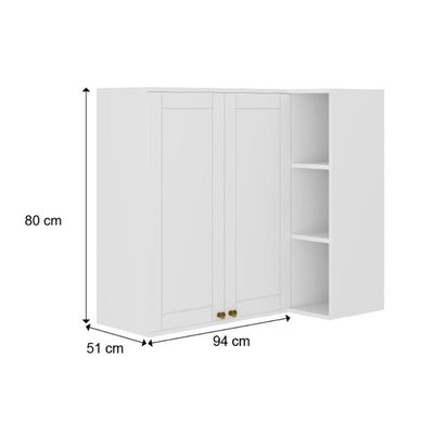 Armário Aéreo Cozinha Modulado Bella 2604 Canto Reto Com 2 Portas 94cm Branco