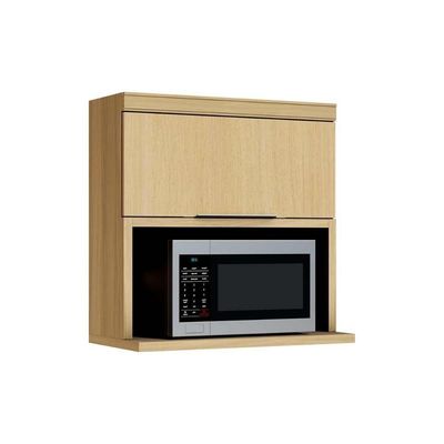 Armário Aéreo Para Cozinha Marquesa Com 1 Porta Basculante E Nicho Microondas 80cm Nature