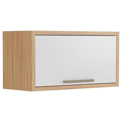 Módulo Cozinha Ronipa Syrah Armário Geladeira Com 1 Porta Basculante 80cm Amendoa Branco Ronipa