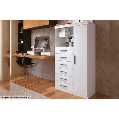 Cômoda Solteiro Marabá 1.6 C- 1 Porta E 6 Gavetas Jatobá-grafite - Santos Andirá