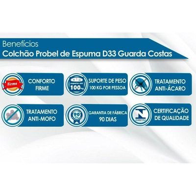 Colchão Viúva Espuma D33 Guarda Costas Pillow Top Brown (128x188x24) - Probel