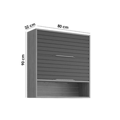 Armário Aéreo Cozinha Modulado Esplendida Com 2 Portas Basculantes 80cm Freijó Off White