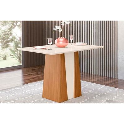 Mesa Para Cozinha De Sala Jantar Orus Com Tampo Madeirado 120x80cm Nature Off White Venn