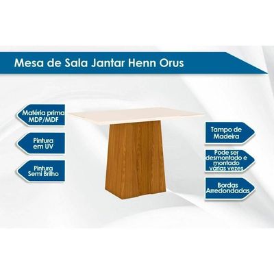 Mesa Para Cozinha De Sala Jantar Orus Com Tampo Madeirado 120x80cm Nature Off White Venn