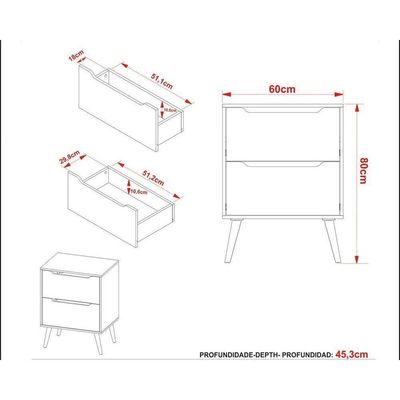 Gabinete De Banheiro C- Pés Bn3639 S- Cuba 2 Gavetas 60cm Cor Preto - Tecno Mobili