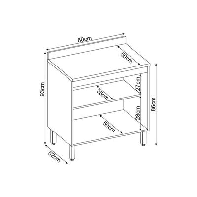 Balcão Cozinha Para Cooktop Com Tampo Firenze Com 2 Portas 80cm Amendola Nude Prime Tx