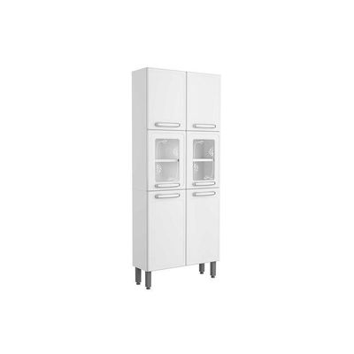 Cristaleira De Cozinha Paneleiro Evidence 7039 Com 6 Portas 2 Com Vidro 80cm Branco Bertolini