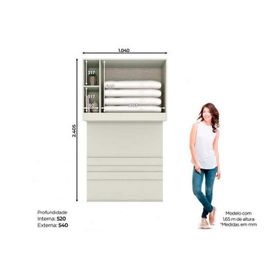 Armário Ponte Modulado Aéreo Solteiro Mc12 Seletto C- 2 Portas E 2 Nichos Areia - Henn