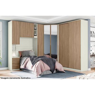 Armário Ponte Modulado Aéreo Solteiro Mc12 Seletto C- 2 Portas E 2 Nichos Areia - Henn