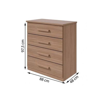 Cômoda Solteiro Baião C- 4 Gavetas Frassino - Lopas