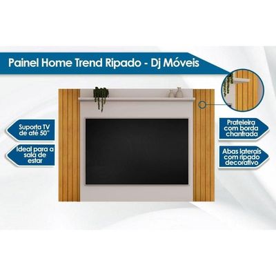 Painel Quarto P- Tv Até 50 Pol Trend Ripado Extensível 108x136cm Cedro-bali - Dj Móveis