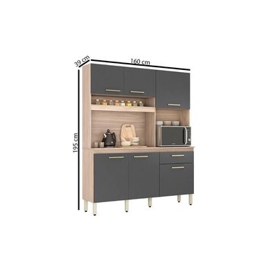 Kit De Cozinha Compacta álamo C- 6 Portas E 1 Gaveta 160cm Amendola-branco - Demóbile