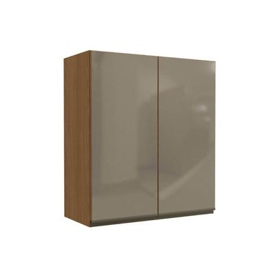 Armário Aéreo Cozinha Modulado Maxxi G765 Com 2 Portas Com Vidro Reflecta 80cm Canela