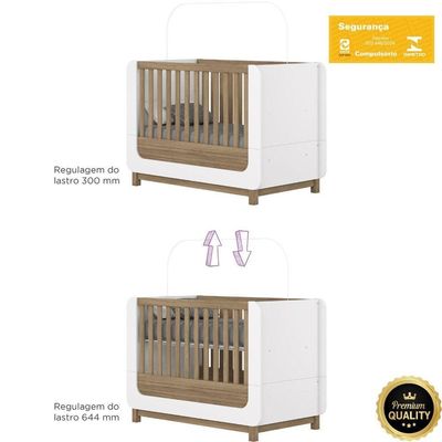 Berço Mini Cama 2 Em 1 Aconchego Branco Jequitibá Hp