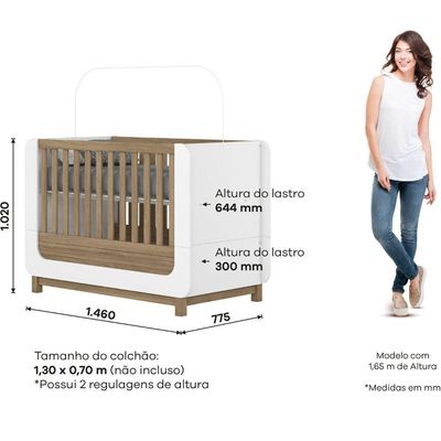 Berço Mini Cama 2 Em 1 Aconchego Branco Jequitibá Hp