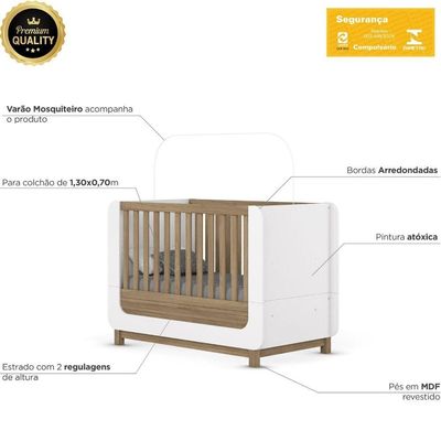 Berço Mini Cama 2 Em 1 Aconchego Branco Jequitibá Hp