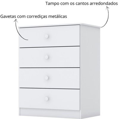 Cômoda Infantil 4 Gavetas Labirinto Branco
