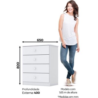 Cômoda Infantil 4 Gavetas Labirinto Branco