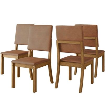 Kit 4 Cadeiras De Jantar Estofadas Milla Plus - Nature - Corano Caramelo