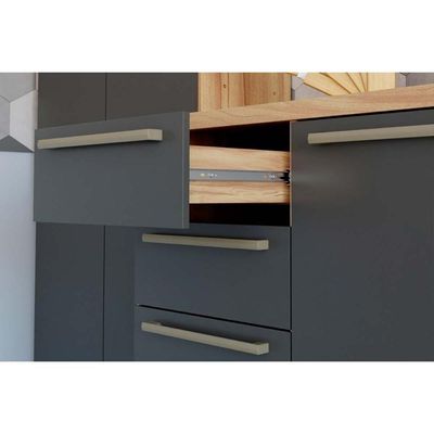 Cozinha Modulada Completa Nápoli Prime 2 Peças 1 Aéreo + 1 Balcão C2p04 Amendoa Grafite Ronipa