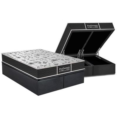 Cama Box Baú King: Colchão Molas Masterpocket Ensacadas Probel Prolastic Prodormir Sleep + Base Crc Suede Gray (193x203)