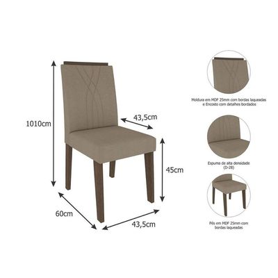 Kit 4 Cadeiras De Cozinha Nicole 4 Un Nature Suede Joli Chocolate Cimol