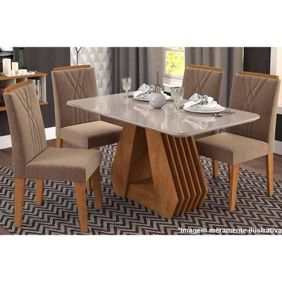 Kit 4 Cadeiras Sala Jantar Nicole 4 Un Nature Suede Joli Chocolate Cimol