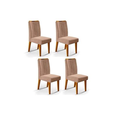 Kit 4 Cadeiras Sala Jantar Isis 4 Un Ipê Suede Kraft