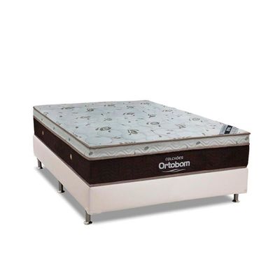 Cama Box Casal: Colchão Molas Superpocket Ensacadas Ortobom Sleep King + Box Suede White (138x188)