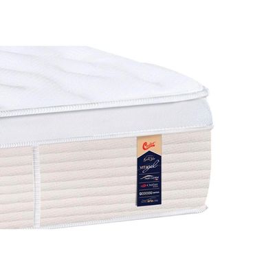 Cama Box Baú Queen: Colchão Molas Pocket Ensacadas Castor Gold Star Vitagel + Base Crc Courano White (158x198)