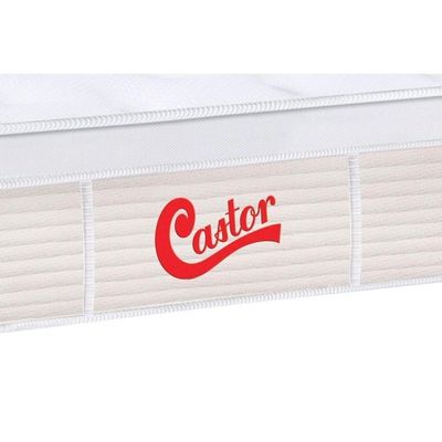Cama Box Baú Queen: Colchão Molas Pocket Ensacadas Castor Gold Star Vitagel + Base Crc Courano White (158x198)