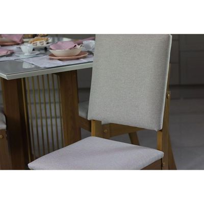 Kit 6 Cadeiras Sala Jantar Milla 6 Un Nature Suede Light Marrom Amêndoa