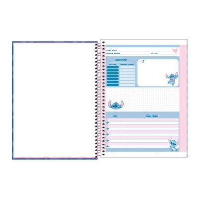Caderno Universitário Foroni Espiral Capa Dura Disney Stitch 1 Matéria 80 Folhas - Item Sortido