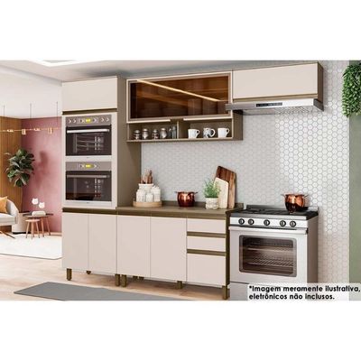Cozinha Completa 5 Peças Connect 2 Aéreos 1 Balcão 1 Paneleiro 1 Complemento C6p25 Duna Cristal