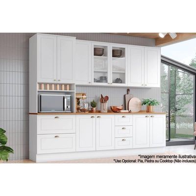 Cozinha Modulada Americana 7 Peças 2 Aéreos + 2 Balcões + 1 Paneleiro + 2 Complementos C5p46 Branco2 Aéreos + 1 Balcão + 1 Complemento