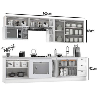 Cozinha Completa 13 Peças Americana 1 5 Aéreos 4 Balcões 4 Complementos C5p41 Branco