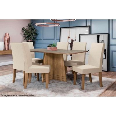 Mesa Para Cozinha Lótus Com Tampo Madeirado Com Vidro 160x90cm Freijó Off White Kappesberg