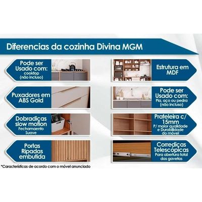 Cozinha Modulada Completa Divina 2 Peças 1 Aéreo + 1 Balcão Cz007 Freijó Off White