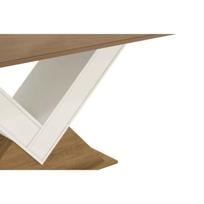Mesa Para Cozinha Amora Com Tampo Madeirado Com Vidro 160x90cm Freijó Bronze Kappesberg