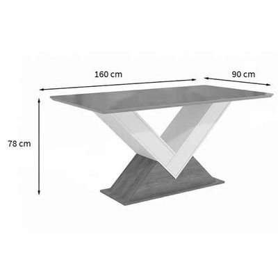 Mesa Para Cozinha Amora Com Tampo Madeirado Com Vidro 160x90cm Freijó Bronze Kappesberg