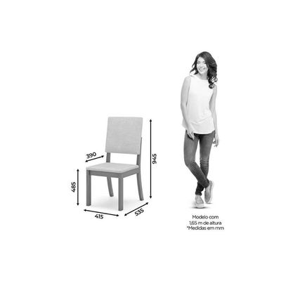 Conjunto Mesa Sala Jantar Luiza Com Tampo Curvo Madeirado Com Vidro 160x80cm E 6 Cadeiras Milla Nature Linho Henn
