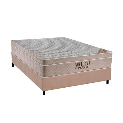 Cama Box Casal: Colchão Molas Ensacadas Ortobom Airtech + Base Crc Suede Clean (138x188)