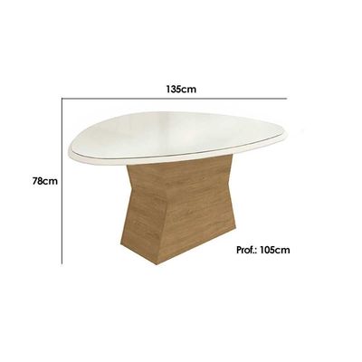 Mesa Para Cozinha Tilia Com Tampo Madeirado Com Vidro 135x105cm Off White Vidro Off White Kappesberg