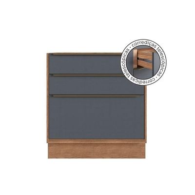 Kit Cozinha Modulada 6 Peças Versalis 2 Aéreos + 2 Balcões + 1 Torre Quente + 1 Complemento C6p191 Freijó Grafite Herval