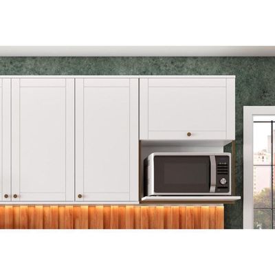 Kit Cozinha Modulada 9 Peças Bella 2 Aéreos + 2 Balcões+5complementos C9p60 Nogal Cinza-carraro