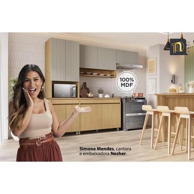 Módulo Cozinha Simone Mendes Armário Simone Mendes Com 1 Porta Basculante 80cm Carvalho Cinza