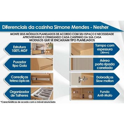 Módulo Cozinha Simone Mendes Armário Simone Mendes Com 1 Porta Basculante 80cm Carvalho Cinza