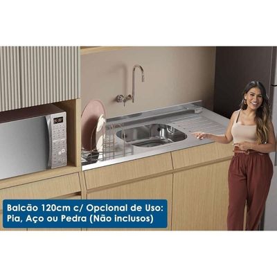 Kit De Cozinha Completa 5 Peças Simone Mendes 5 Peças (2aéreos+2balcões+1paneleiro) C5p114 Carvalho-cinza - Nesher