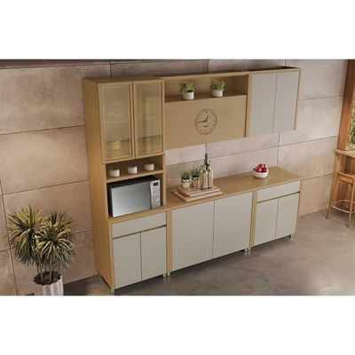 Armário Aéreo Cozinha Modulado Condessa Com 2 Portas 80cm Carvalho Cinza