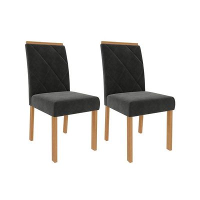 Kit 2 Cadeiras Sala Jantar Fernanda Wood 2 Un Madeirado Linho Bege Cimol